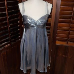 NWOT after People metallic silver silky fit and flare dress size S!